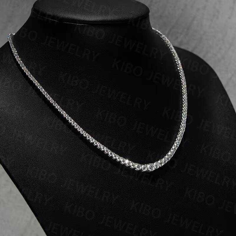 Fine Jewelry Graduated Moissanite Tennis Chain 925 Silver Tennis Chain Moissanite Necklace