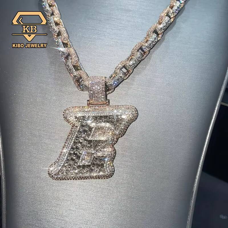 Rapper Charm Shiny Custom High Quality Iced Out Name Real LAB Grown Moissanite Diamond Iced Out Initial Letter Custom Pendant