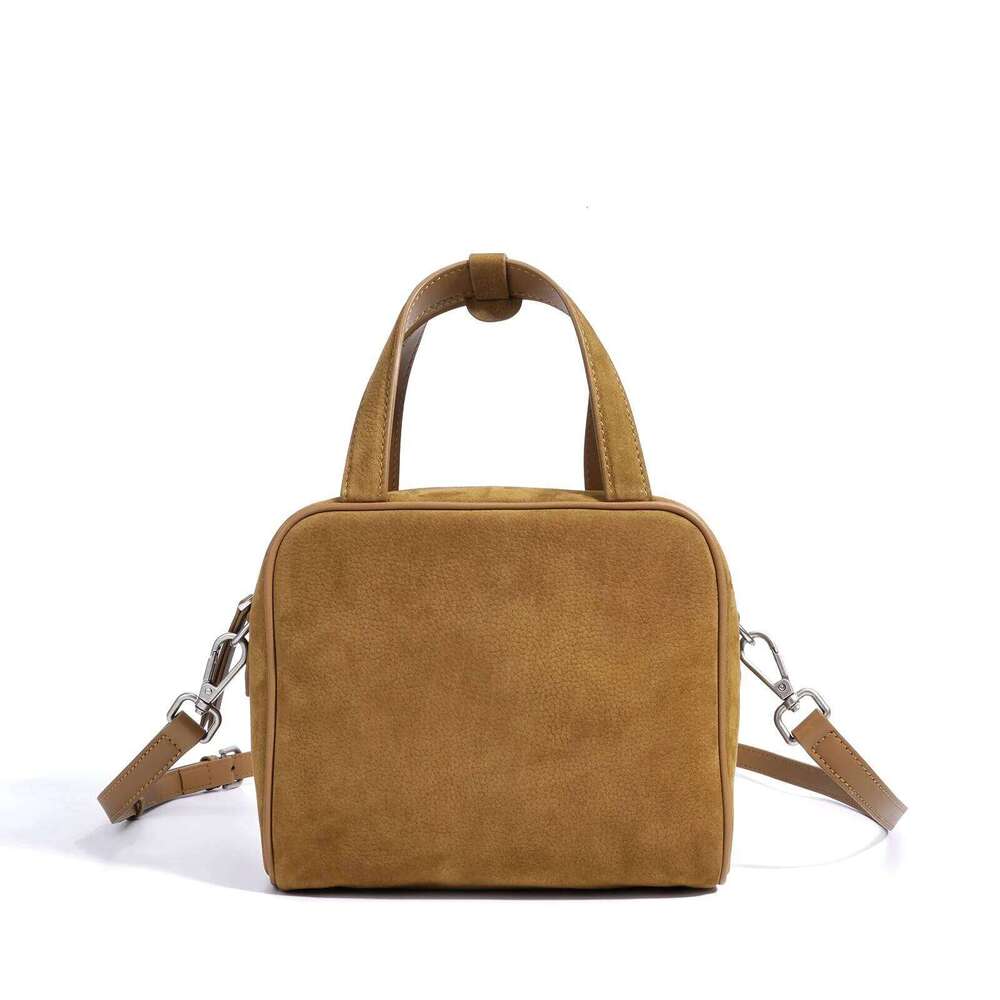 Designer Luxury New Top Grain Nubuck Leather Bowling Crossbody Shoulder Bag Unique Design Structured Box Women S Zipper Pack Versatile