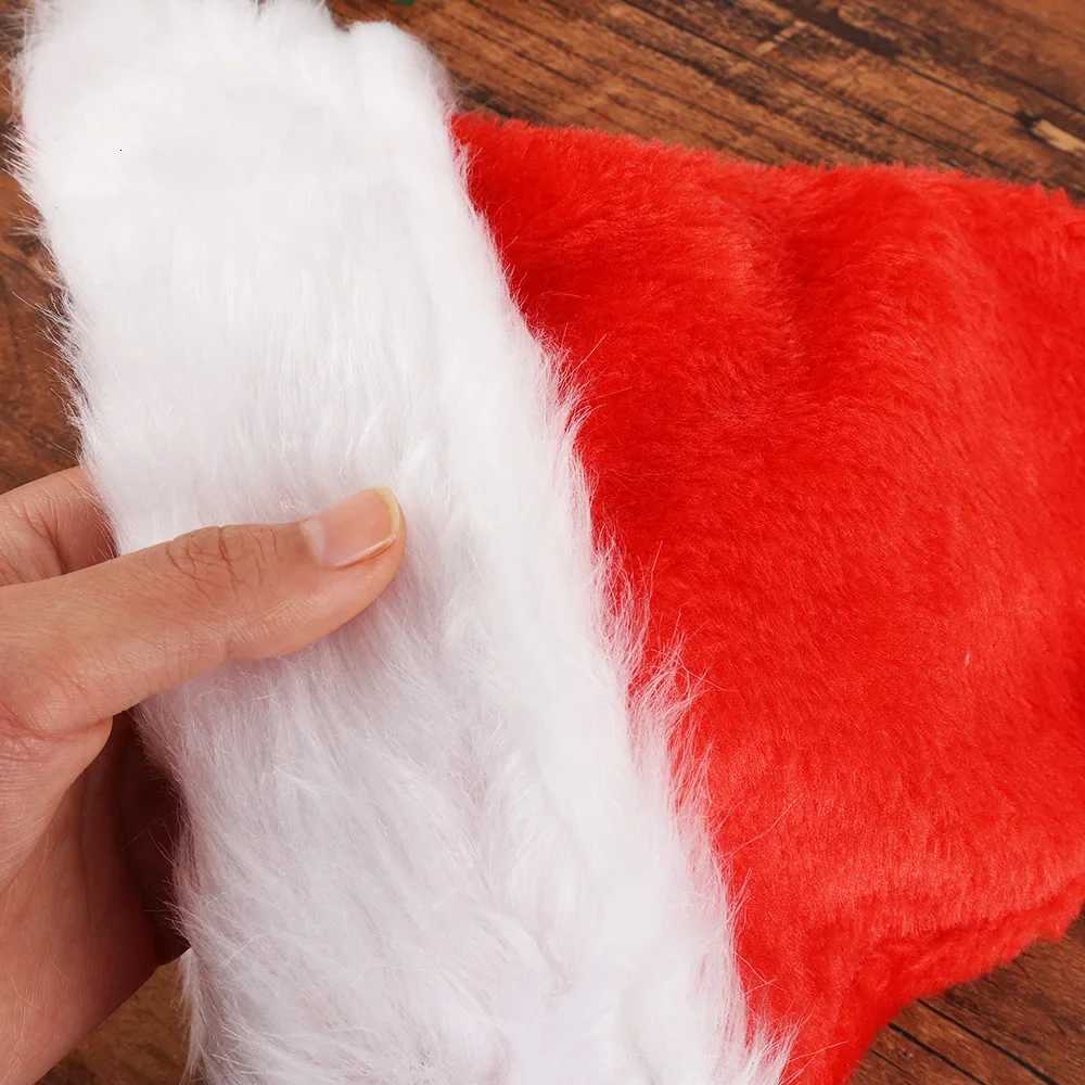 Plush Christmas Santa Hat Unisex Red Hat for Adults KidsXmas New Year Party Decoration SuppliesLong Plush Festive Gift HatW251027