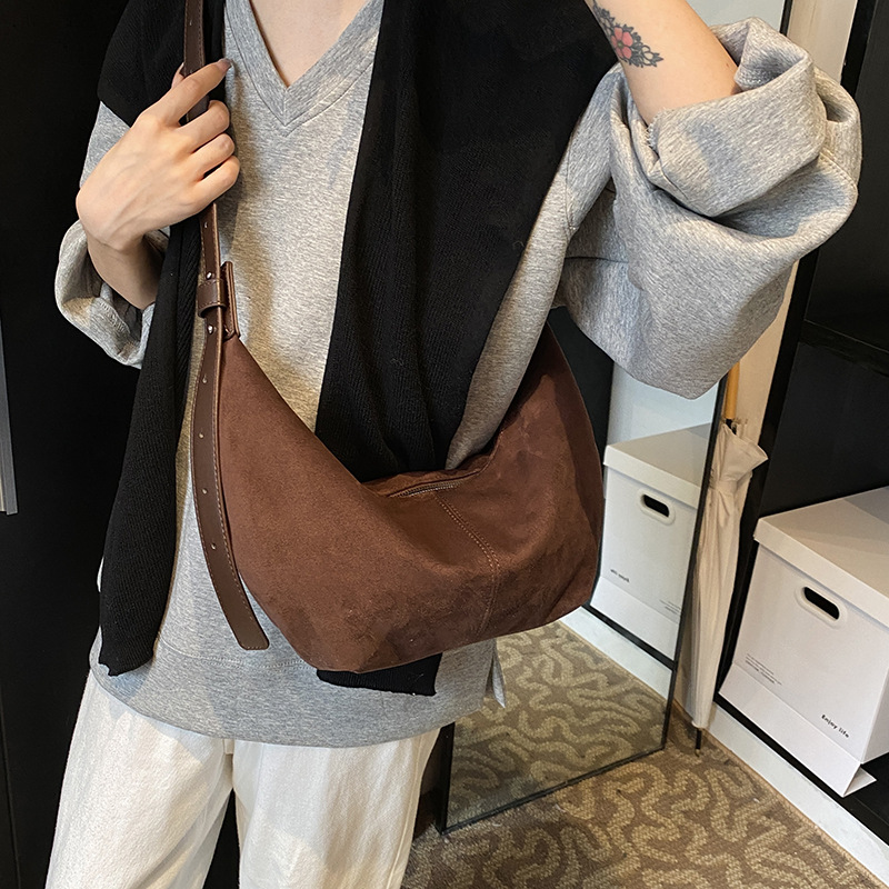 Chic Women's Double Strap Hobo Pouch in Soft Velvet Fabric | Versatile Design Ideal For All Seasons