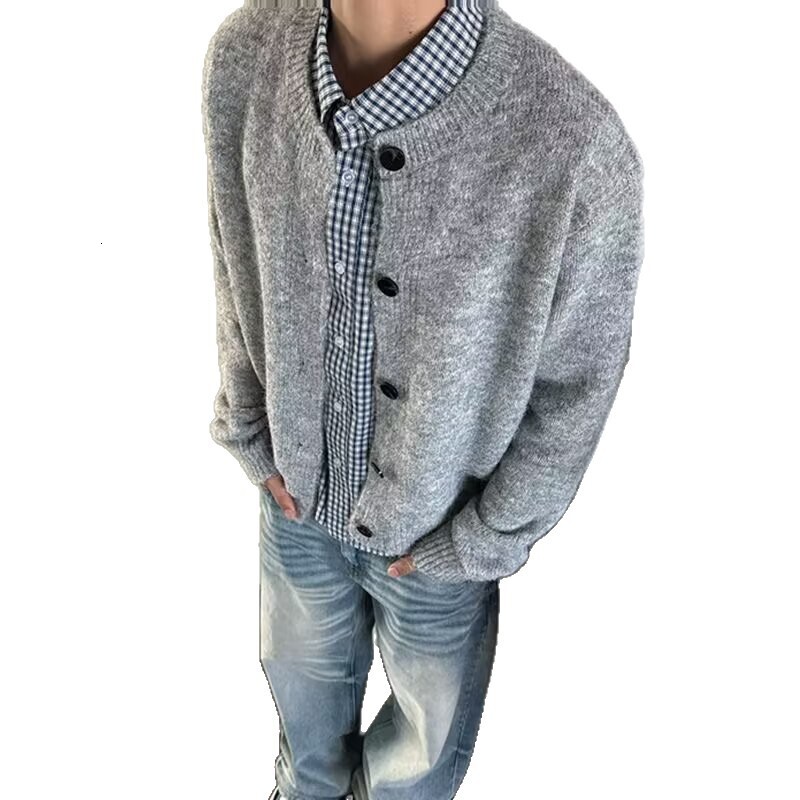 American Style Cardigan Sweater For Men Autumn And Winter Lazy Style High-end Feel Crew Neck Designer Sweater Knitwear Cleanfit Jacket