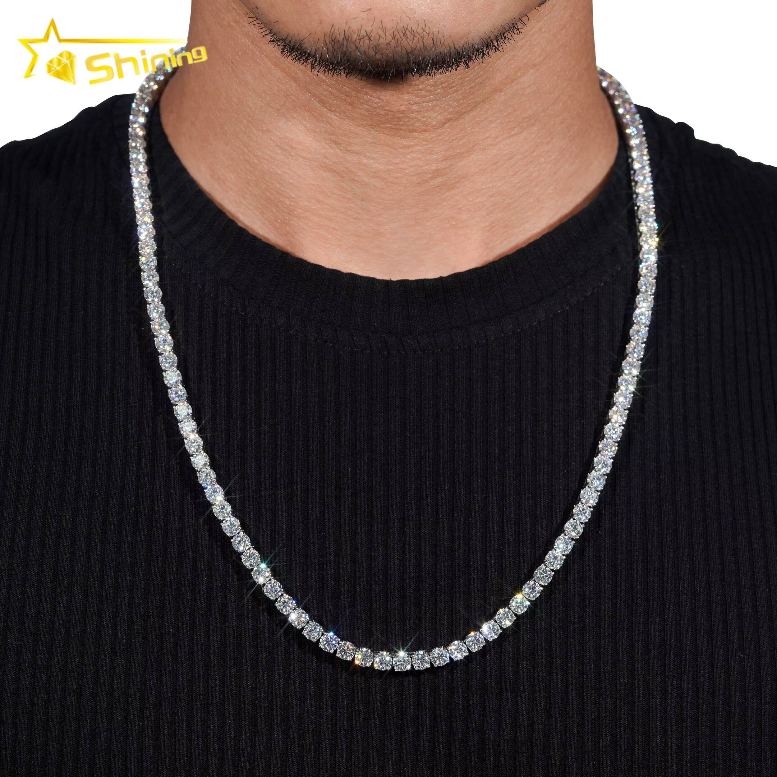 Hot Sale Ready to Ship Dropshipping VVS Moissanite Necklace Stainless Steel Tennis Chain Fine Jewelry Wholesale Price