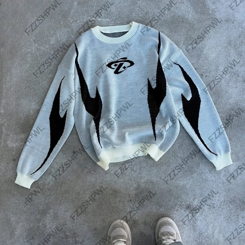 Cleanfit Hip Hop Y2k Knitted sweater Aesthetics Graphic Print Fashion Rock Gothic Knitt Top Punk Oversized Pullover Streetwear 251024