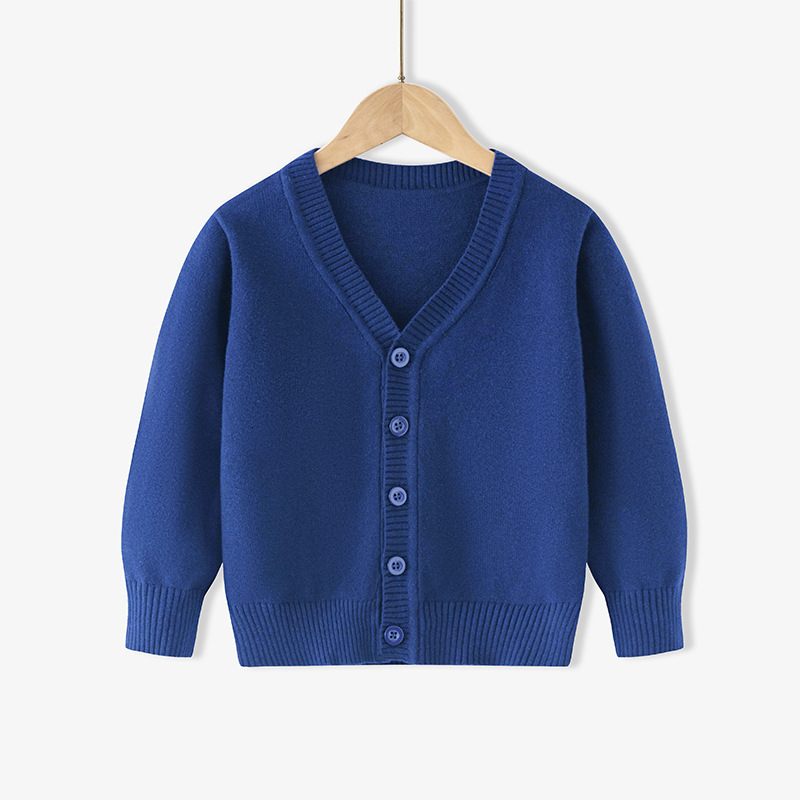 New designer style children's pure cotton thin jacket for boys and girls, baby walkers, big children's knitted jacket