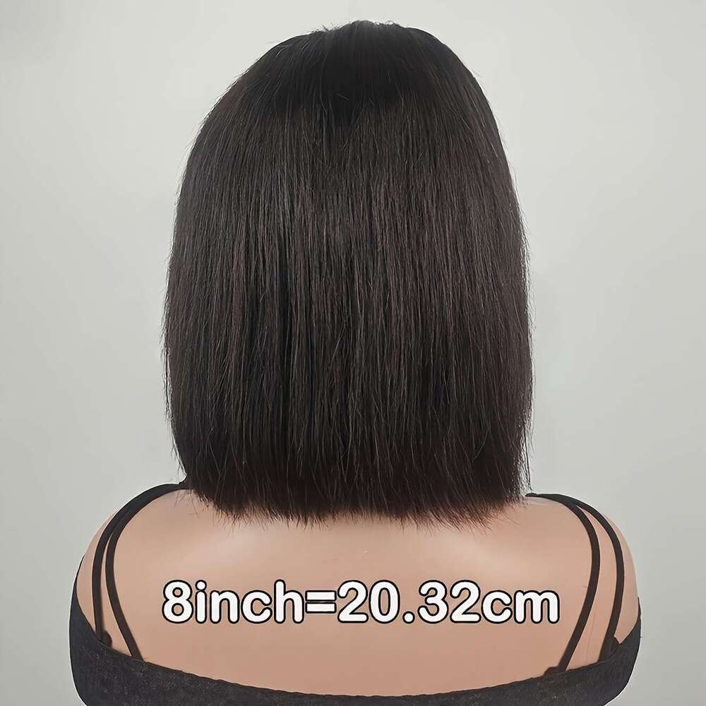 Brazilian Short Bob Wig For Women, 13X4 Lace Frontal, 200% Density, Vacation Style Straight Wig, Natural Black, Heat Resistant, Comfortable Fit, Human