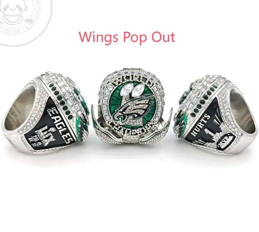 2024 2025 Super Bowl Eagles HURTS BARKLEY American Football Team Champions Championship Ring Wooden Display Box Souvenir Men Fan Gift Wholesale Wings Pop Out new