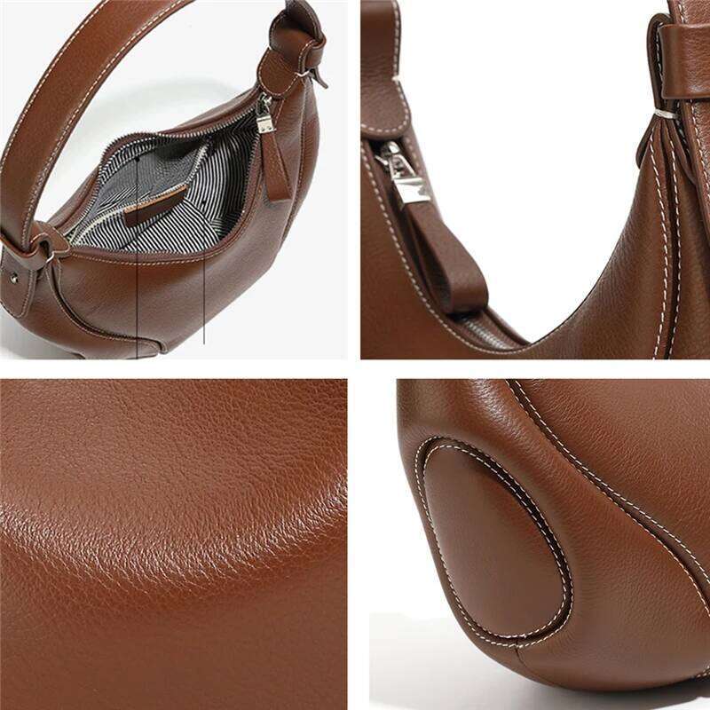 Burminsa Genuine Leather Underarm Shoulder Bags For Women 2025 Designer Crescent Crossbody Purses Hobo Ladies Handbags
