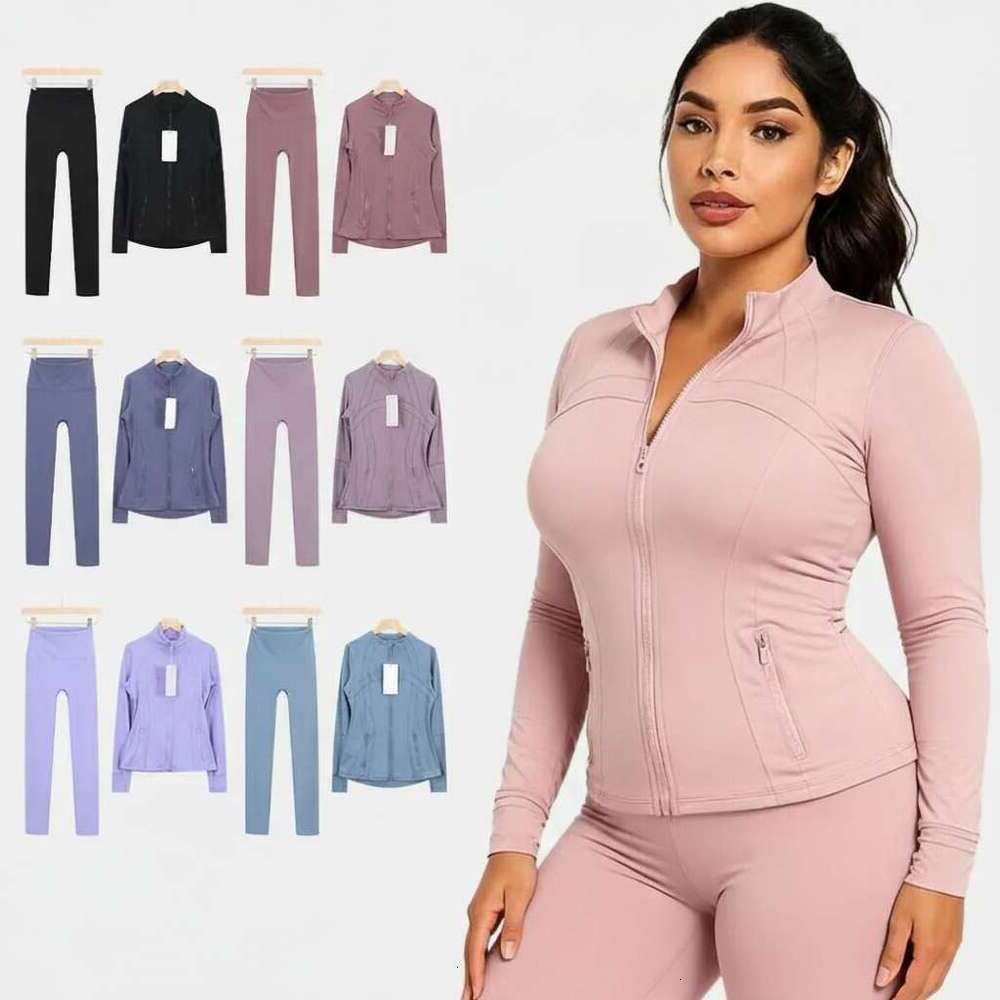 Free ship Yoga Luluity Lemonism Jacket Women Defined Workout Coat Sports Quick Dry scuba Solid Golden Zip Up Sweatshirt Sport wear Luluity Lemonism set leggings 43