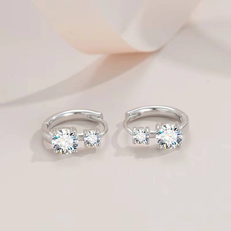 Fine Jewelry 925 Sterling Silver Moissanite Earrings Platina Plated 12CT2 Diamond Hoop Stud Earrings for Wedding Women