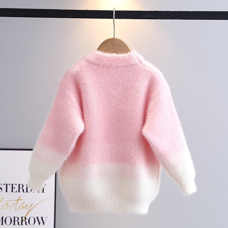 New hot selling designer sweater, fashionable thickened faux mink velvet children's sweater, knitted top for autumn and winter base