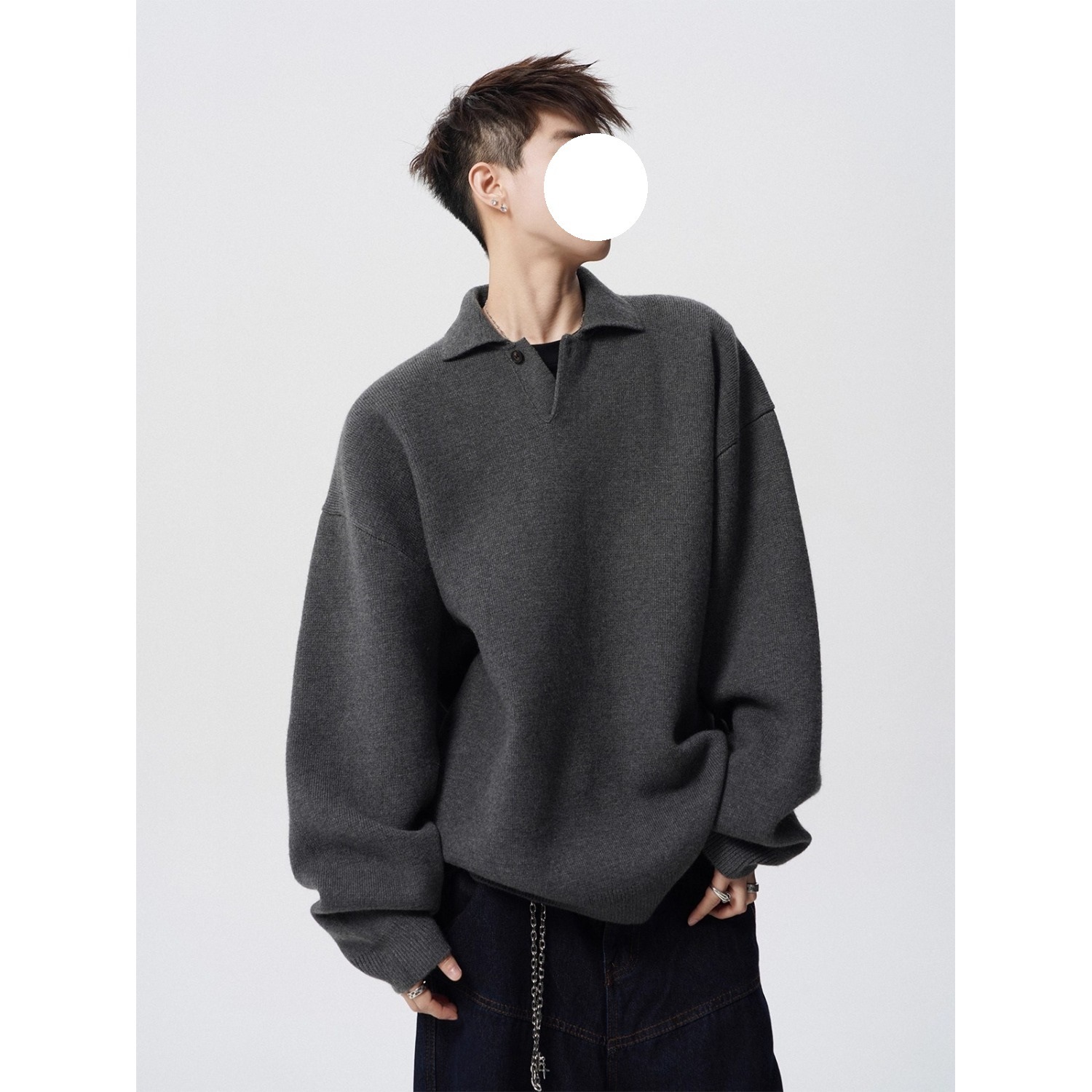 High-end Polo Collar Sweater For Men Spring Designer Sweater And Autumn Trendy Brand Casual BF Solid Color Knitwear American Style Versatile Couple To