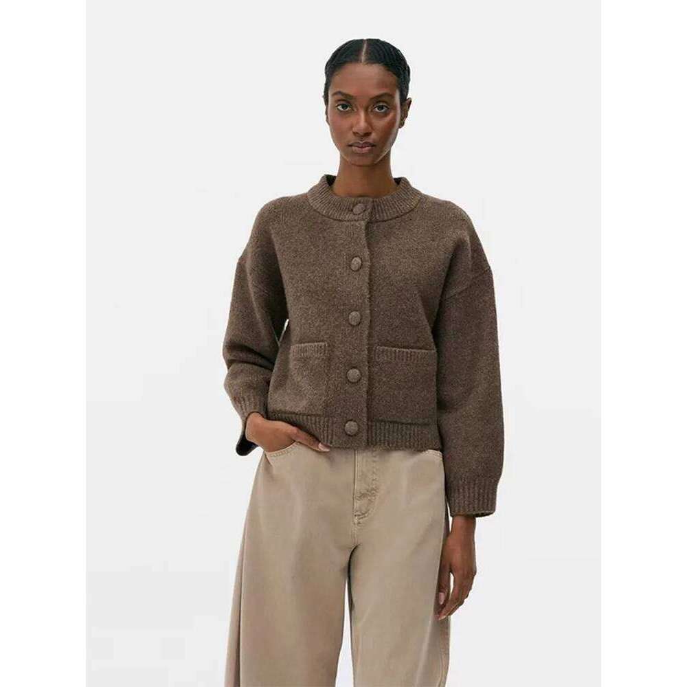 Casual Solid Knitted Sweater Women Street Single Breasted O-Neck Full Sleeve Loose Open Female 2025 Autumn Lady Knitwear Women Sweater Designer Sweate