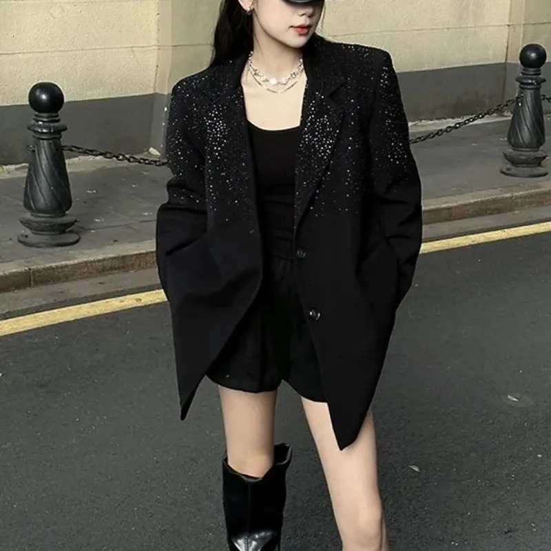 Senior Heavy Industry Suit Jacket Women Spring Autumn Korean Version Rhinestone Western Style Blazer Coat Female Tops 251027