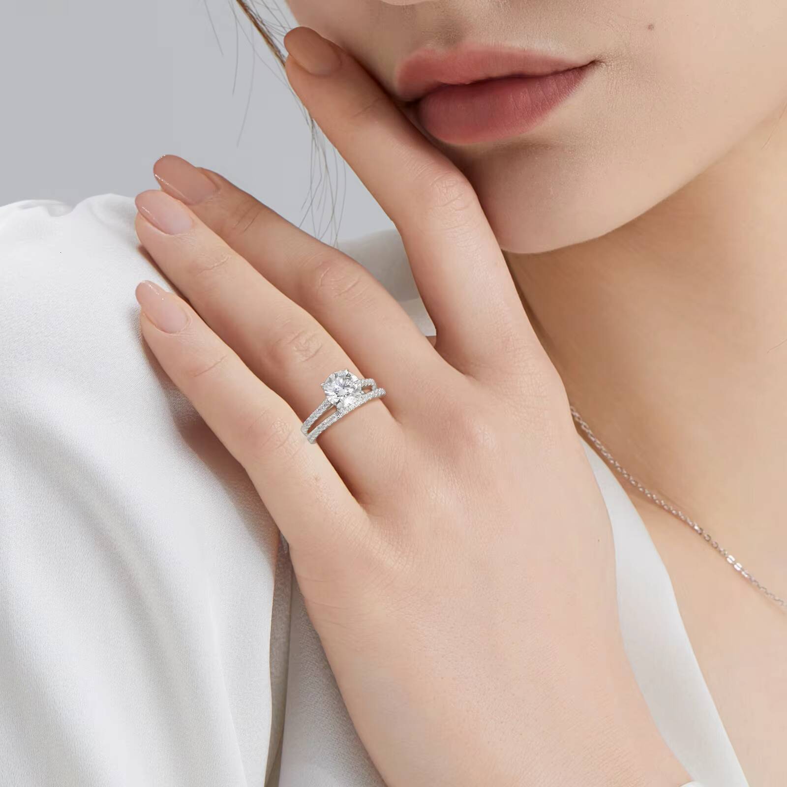 Moissanite Wedding Jewelry Bridal Sets 2CT D Color VVS1 Round Cut 925 Sterling Silver Engagement Ring Wedding Band for Women