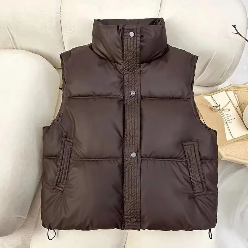Women Cotton Vest Autumn Winter Korean Version Down Sleeveless Jacket Versatile Elegant Ladies Waistcoat Coat 251027
