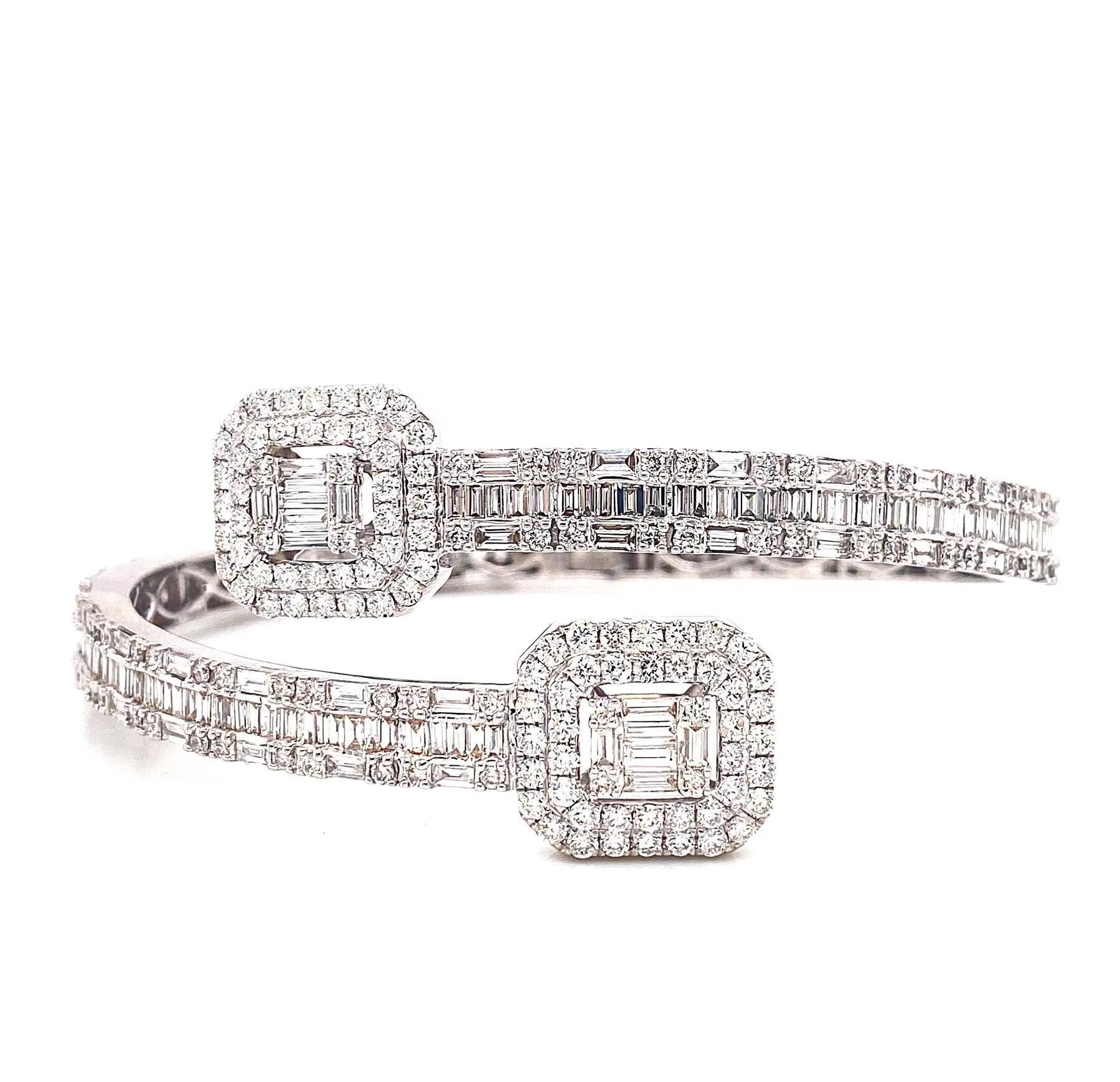 Luxury Hip Hop 925 Sterling Silver Rose Gold Plated Iced Out Split Vvs Moissanite Bracelet Diamond Baguette Bangle