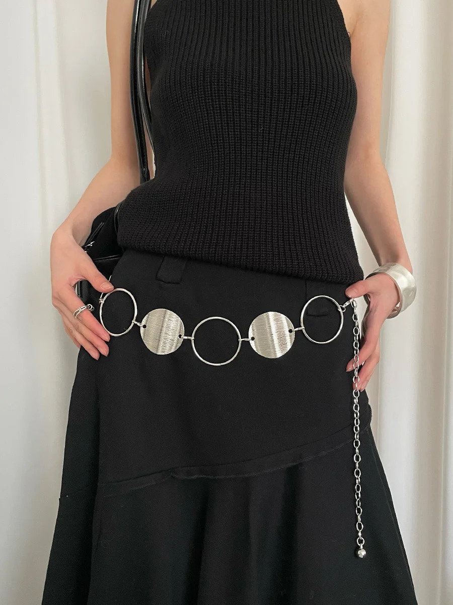 Fashionable Metal Circle Ring Splicing Waist Chain for Women Style Versatile Skirt and Dress Chain Accessory for 251024