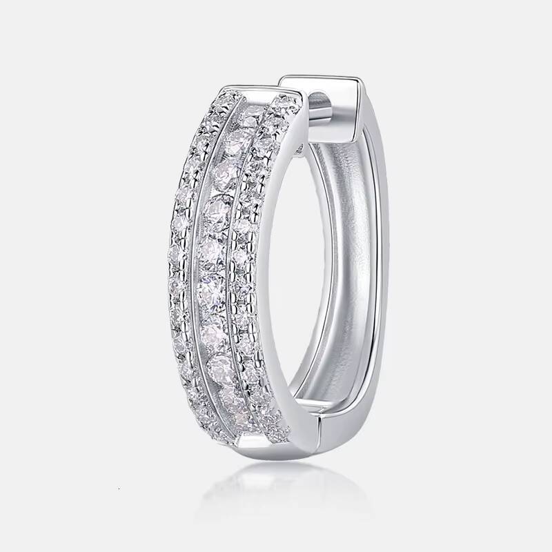 Three Layers Round VVS1 Clarity Moissanite Earrings Women Daily Wear Jewelry Hoop Earrings Hypoallergenic S925 Silver Earrings