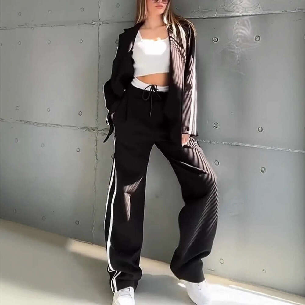 2025 Fashion Suit Striped Trousers Casual Jacket Two-Piece Set for Women