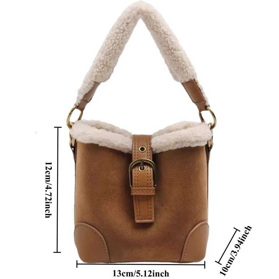 Autumn and winter fashion lambs wool bucket bag suede retro mini simple handbag single shoulder crossbody womens bags Y251027