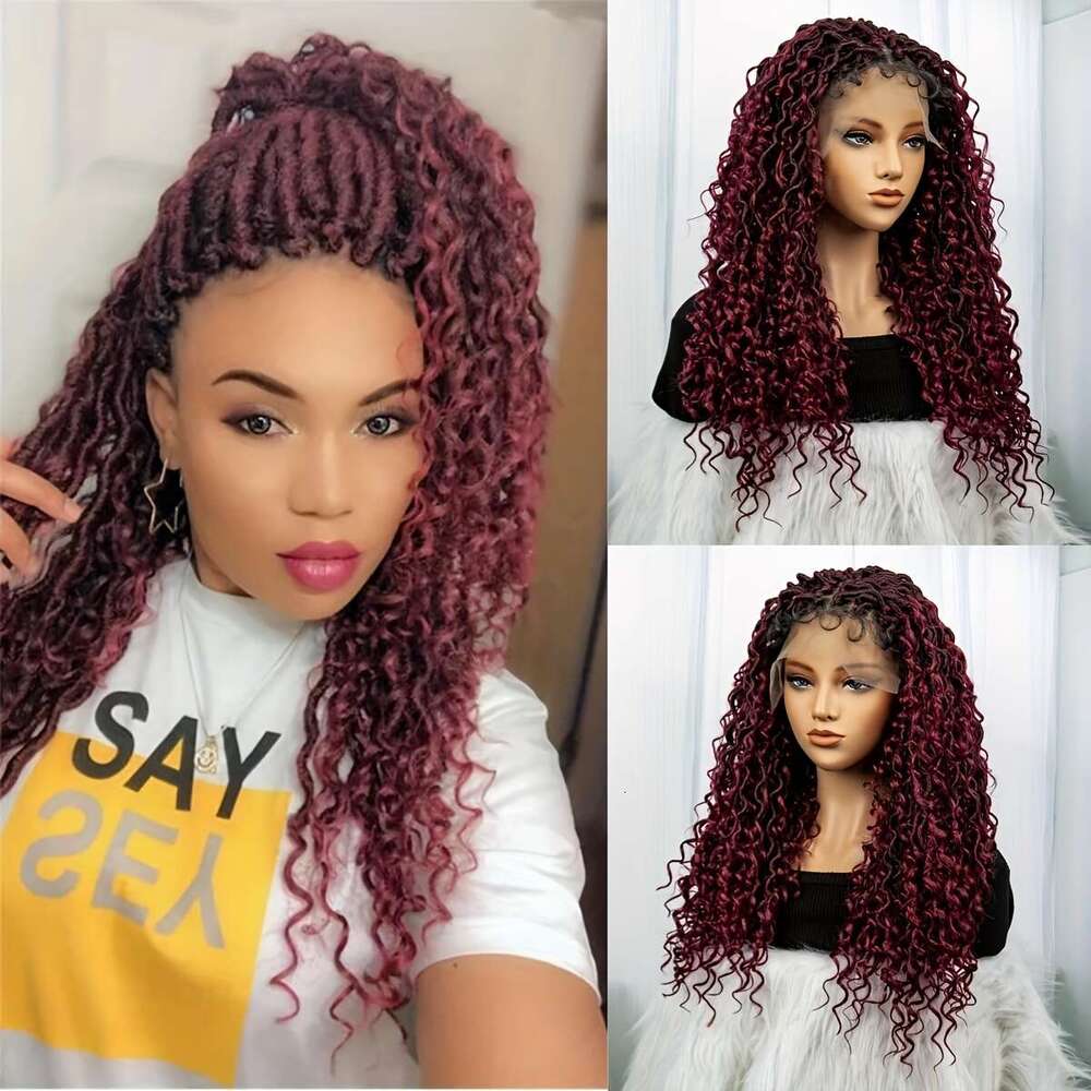 Elegant 26-Inch Lace Front Braided Wig Women - Handcrafted, Curly With Floral Edges, Heat Resistant Synthetic Fiber, Perfect For Daily Wear & Casual C
