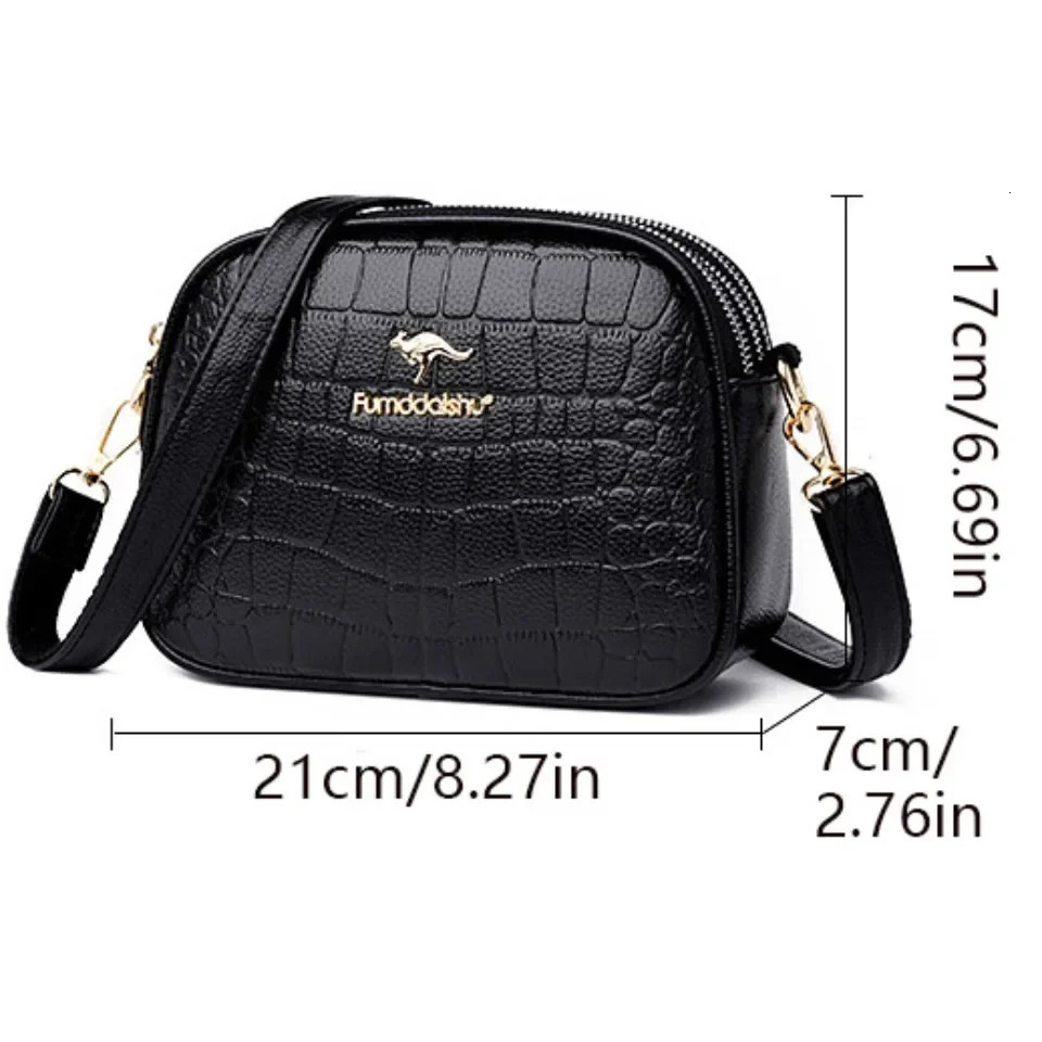 3 Layers Zipper Pockets Quality PU Leather Womens Handbags Shoulder CrossBody Bags Light Female Handbag Sac 251027
