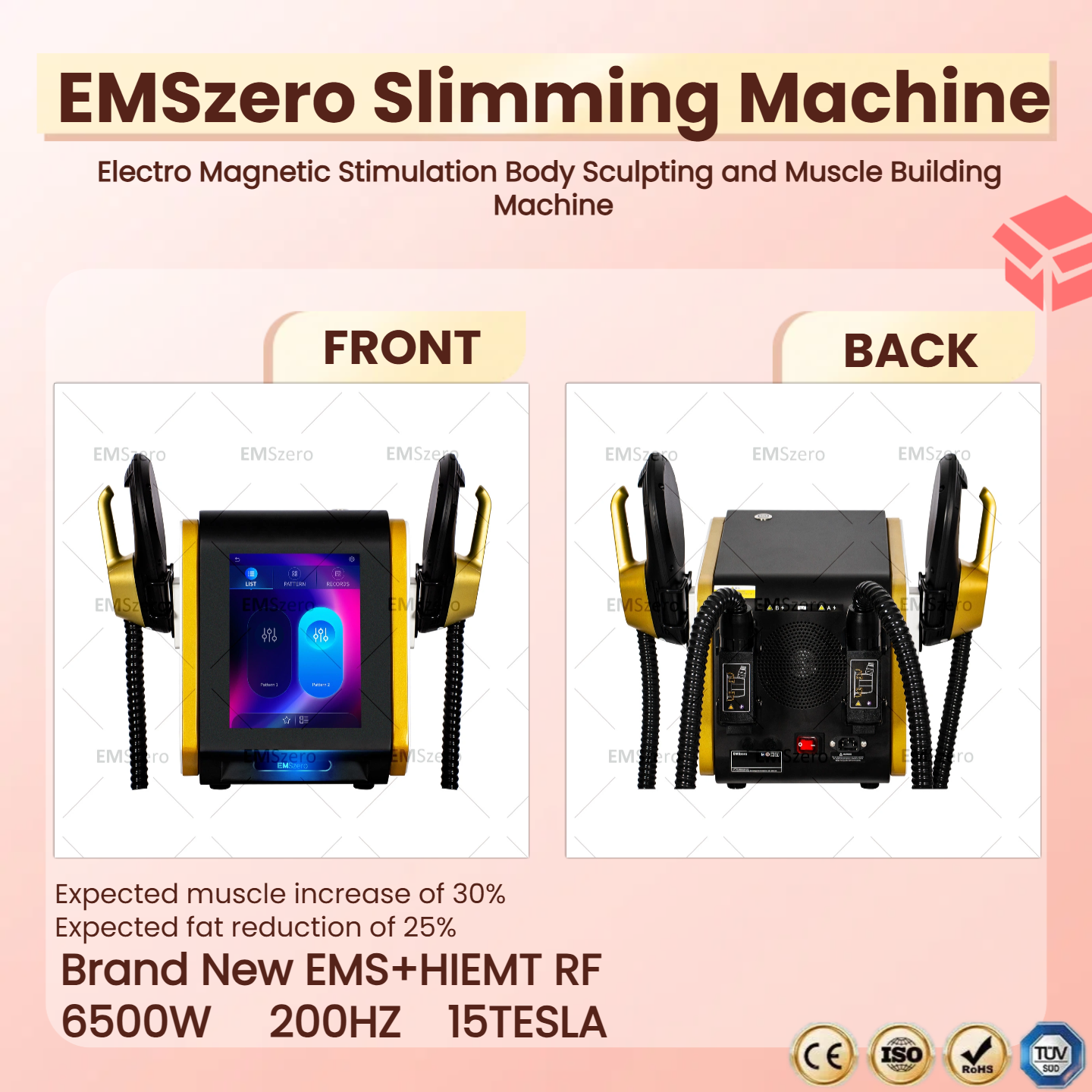 EMSzero RF EMS Sculpting Body Sculpt Slimming Weight Loss Electro Magnetic Stimulation Body Sculpting and Muscle Building Machine 200HZ HIEMT 6500W