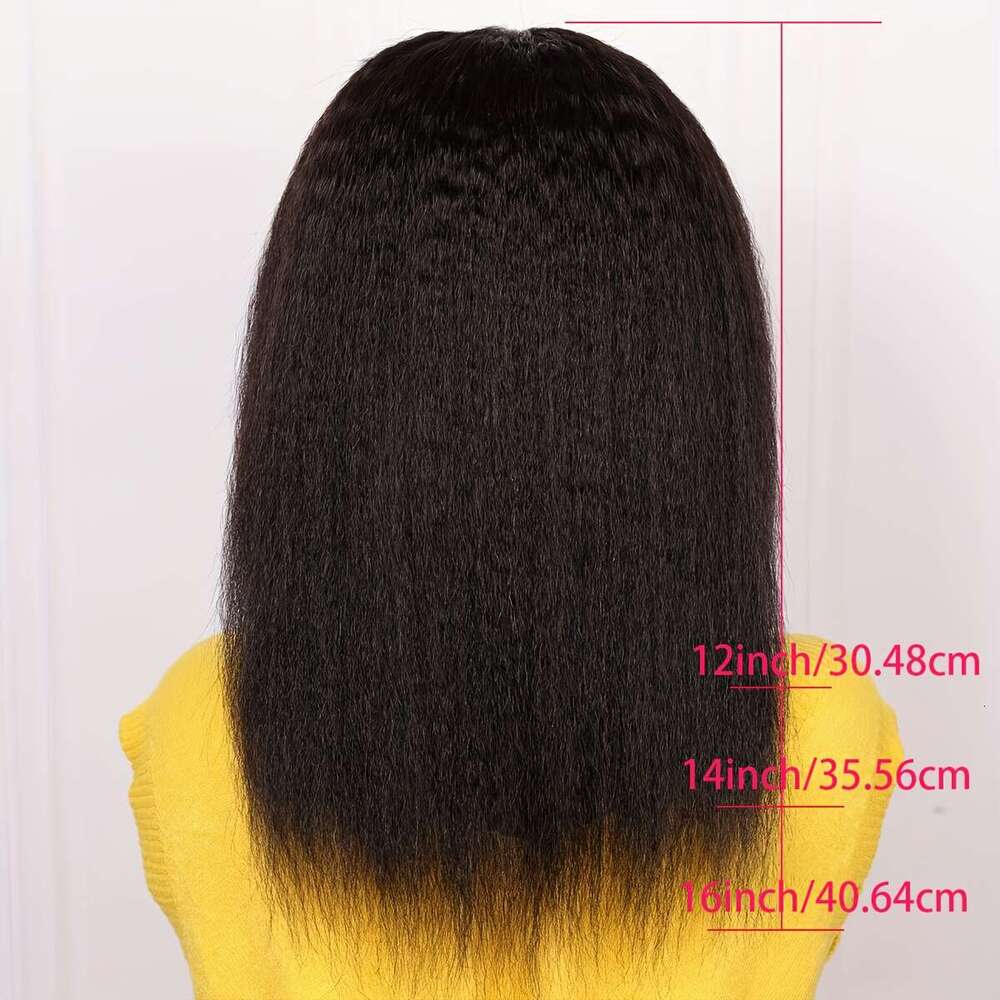 1Pc 12Inch 14Inch 16Inch Yaki Ws Soft Bob Preplucked 180% Density Black Kinky Straht Deep Part Lace Front For Women Synthetic Heat Resistant Daily Cos