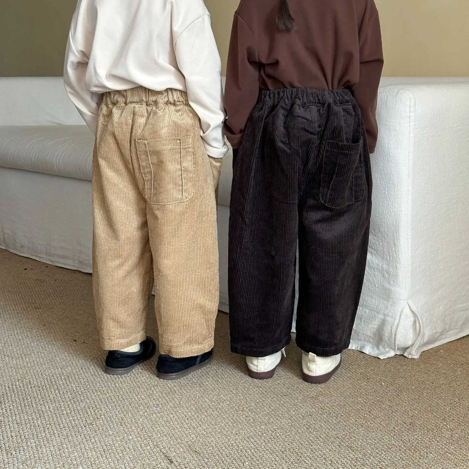 Children Corduroy Pants Boys Autumn and Winter Loose 2025 New Spring and Autumn Baby Casual Girls Wide Leg PantsT251027