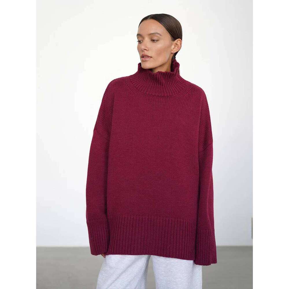 Blubelle Autumn Winter Women's Oversized Turtleneck Sweater Casual Warm Solid Basic Loose Knitted Jumper Pullover Designer Sweater Women Women Sw