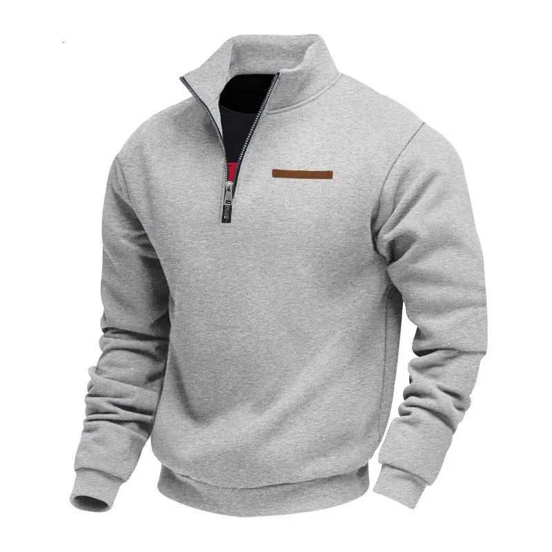 American autumn and winter heavy fleece longsleeved mens sweater half zipper loose standup collar pullover mens sweater W251027