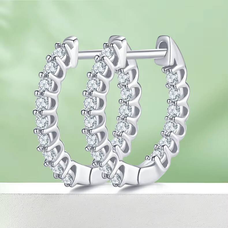 Hot Sale Classic 925 Sterling Silver 15MM 0015CT Round Moissanite Hoop Cluster Stud Earrings Statement Earrings for Women