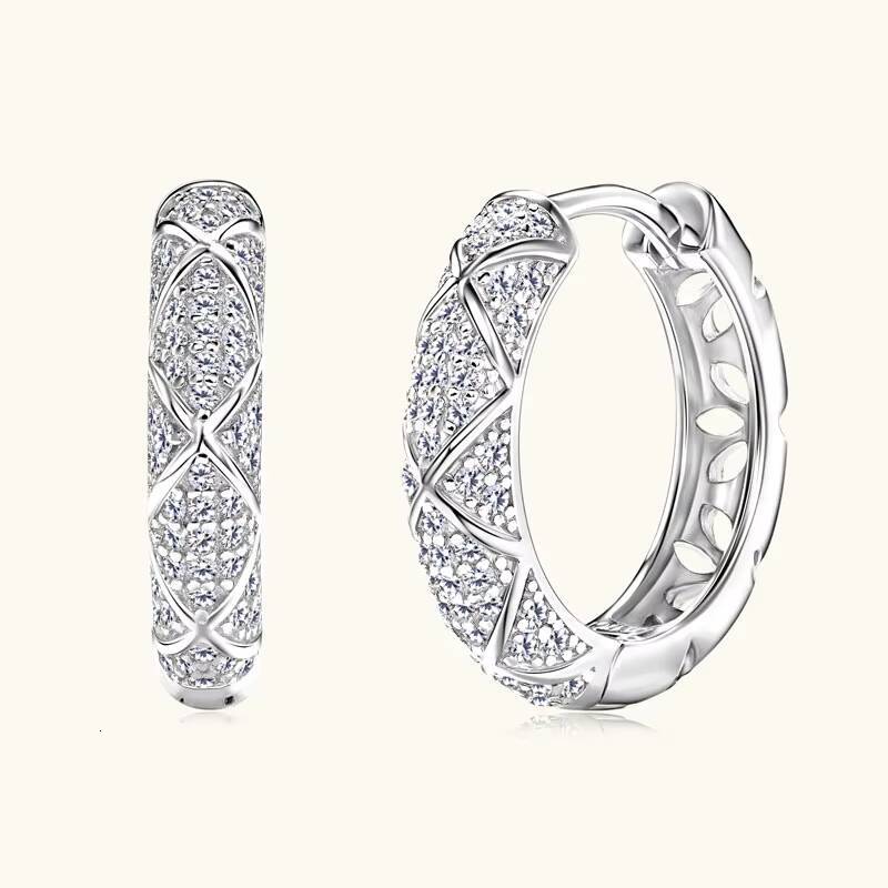 High Quality Luxury Jewelry 925 Sterling Silver 09mm08mm Moissanite Fashion Hoop Irregular Earrings for Women