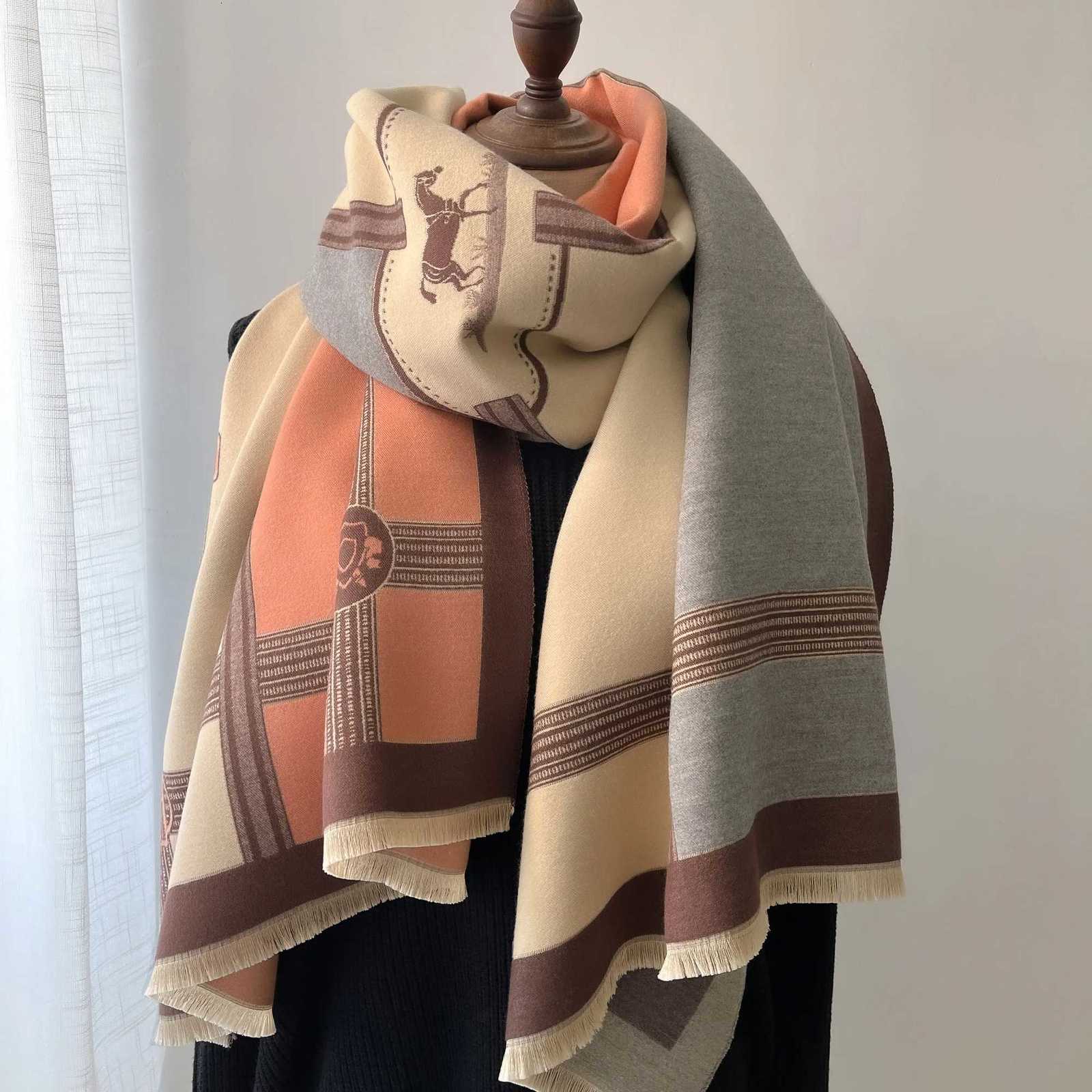 Winter Cashmere Scarf Wen Luxury Print Fa Shawl Wrap Scarves Lady Thick Warm Blanket Gift Echarpe PashminaW251027