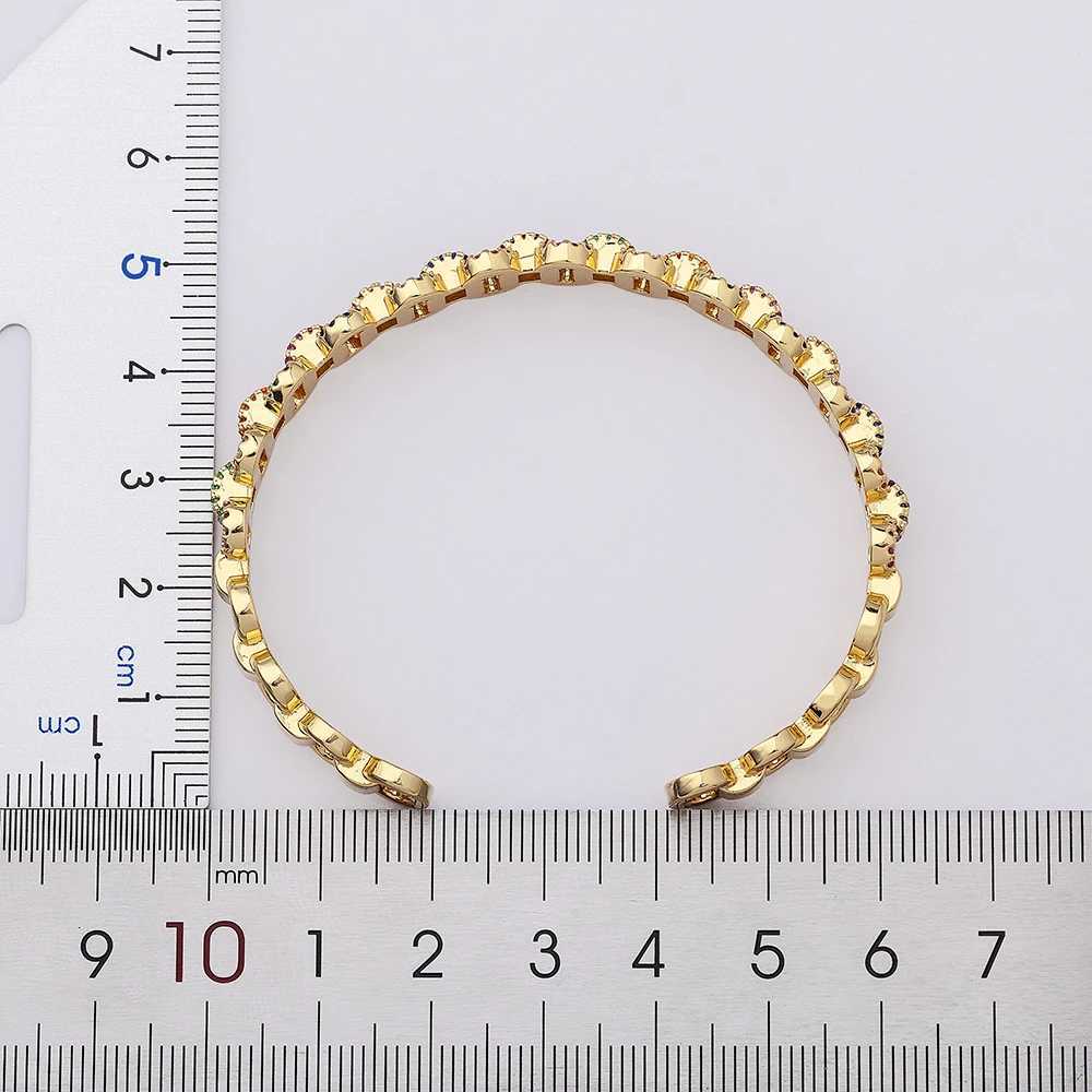 Nidin New Fashion Design Luxury Brand Cuff Bangs Trendy Copper Cubic Zirconia Bracets For Wen Party Birthday Jewelry GiftW251027