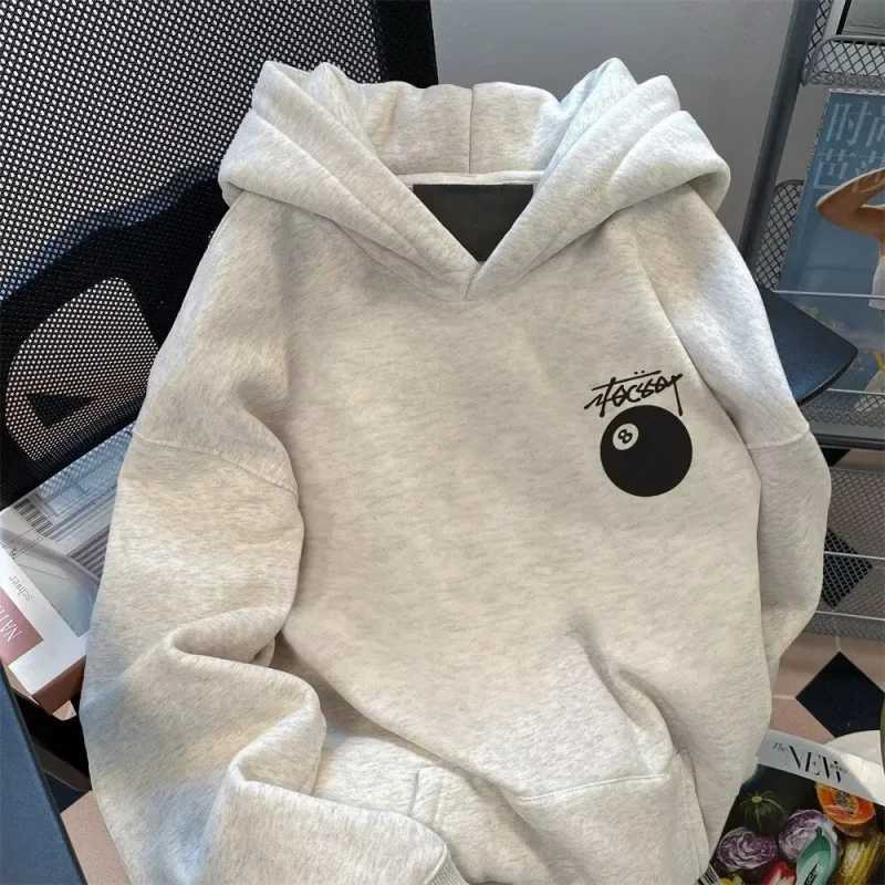 Loose American Style Heavy Black 8 Billiard Print Hoodie Sweatshirt for Men And Women Couples Spring Autumn Winter Outerwear W251027