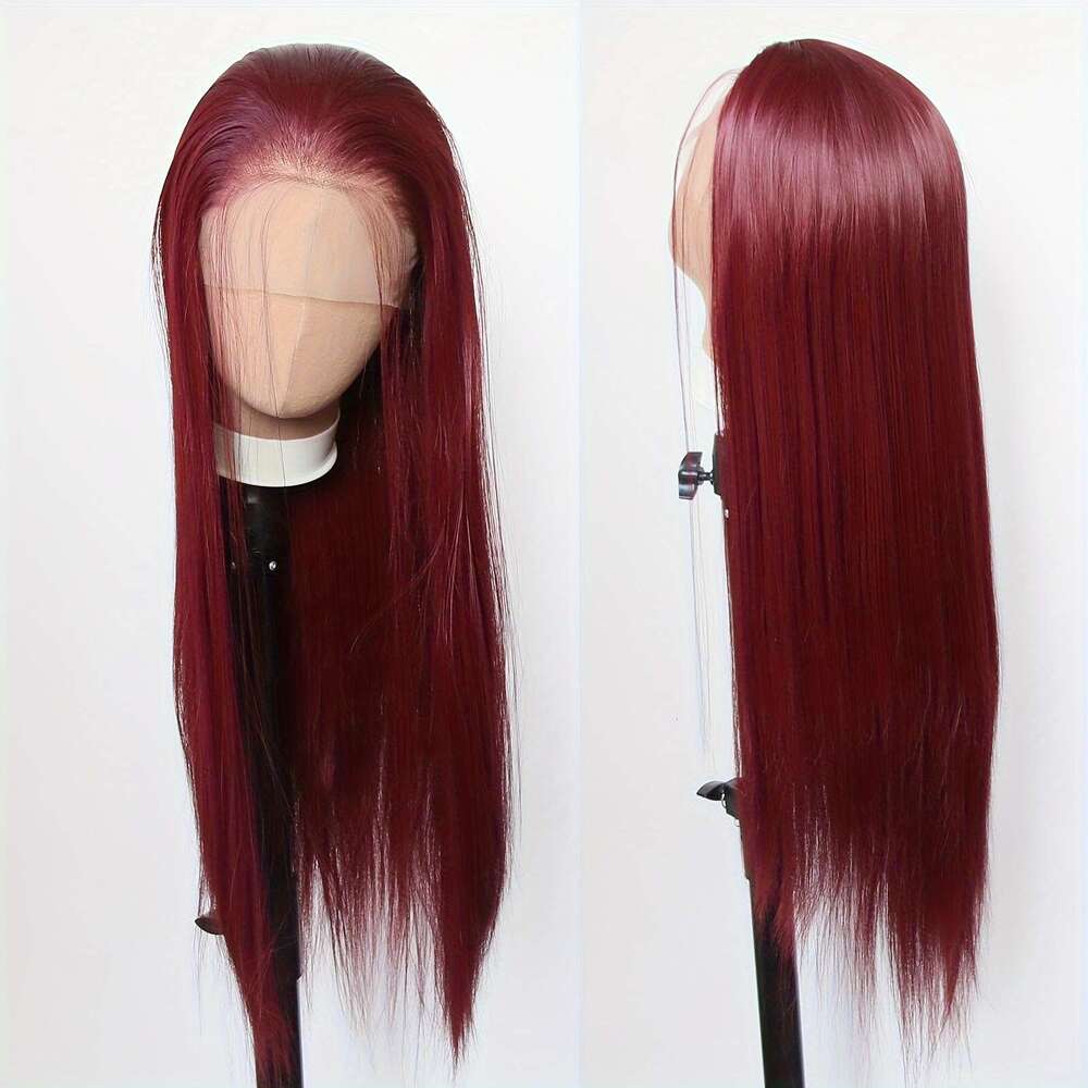 Unisex-Adult Basic Straight Synthetic Front High Temperature Fiber, Pre Plucked Hairline, Glueless, Heat Resistant, 180% Density, 13X3 Lace Area - Sui