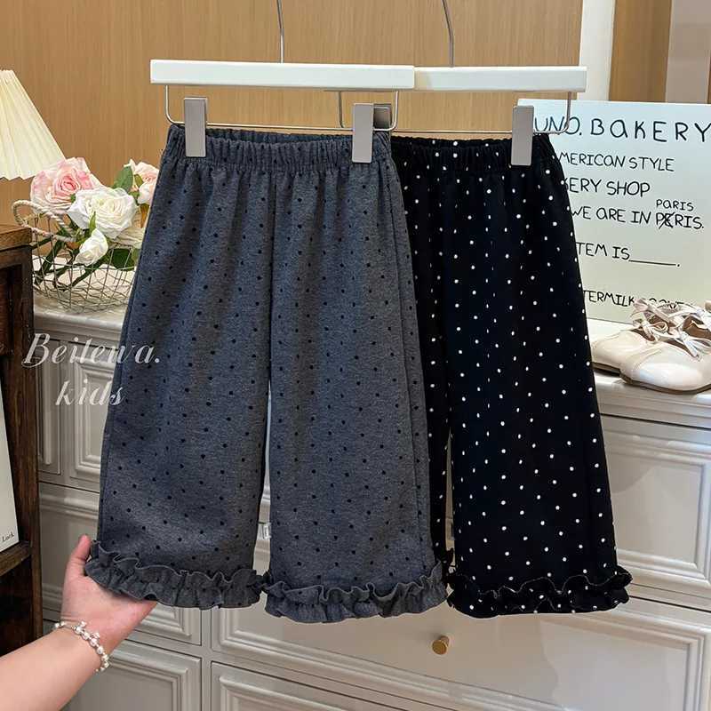 Korean Children Girls Autumn Straight Pant Cotton Dot Printed Infant Baby Girls Trousers Loose Elastic Waist Toddler Girls PantsT251027