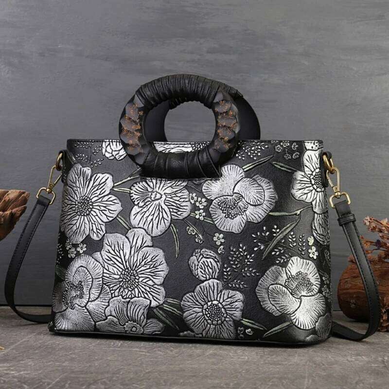 Vintage Original Design Women Emed Ladies Handbag Large Capacity Femal Shoulder Crossbody Bag Mother's Tote Pack 2025