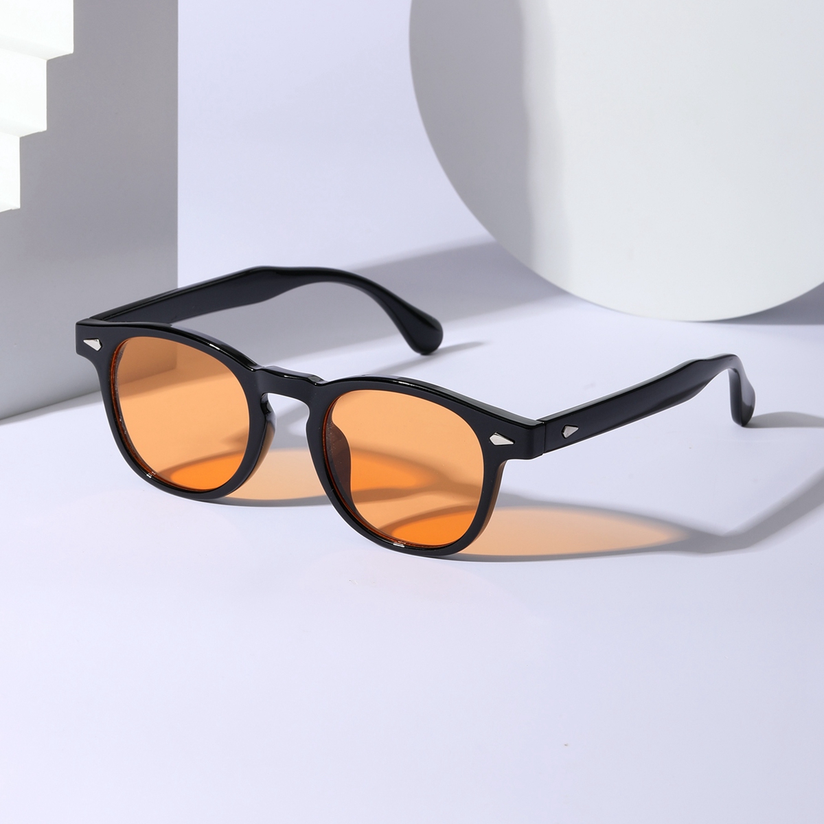 1pc Retro Classic Diamond-Shaped Accessories Arrow-Decorated Women's Fashion Sunglasses in Black Marble Color, Blue-Gray for Summer and All Seaso