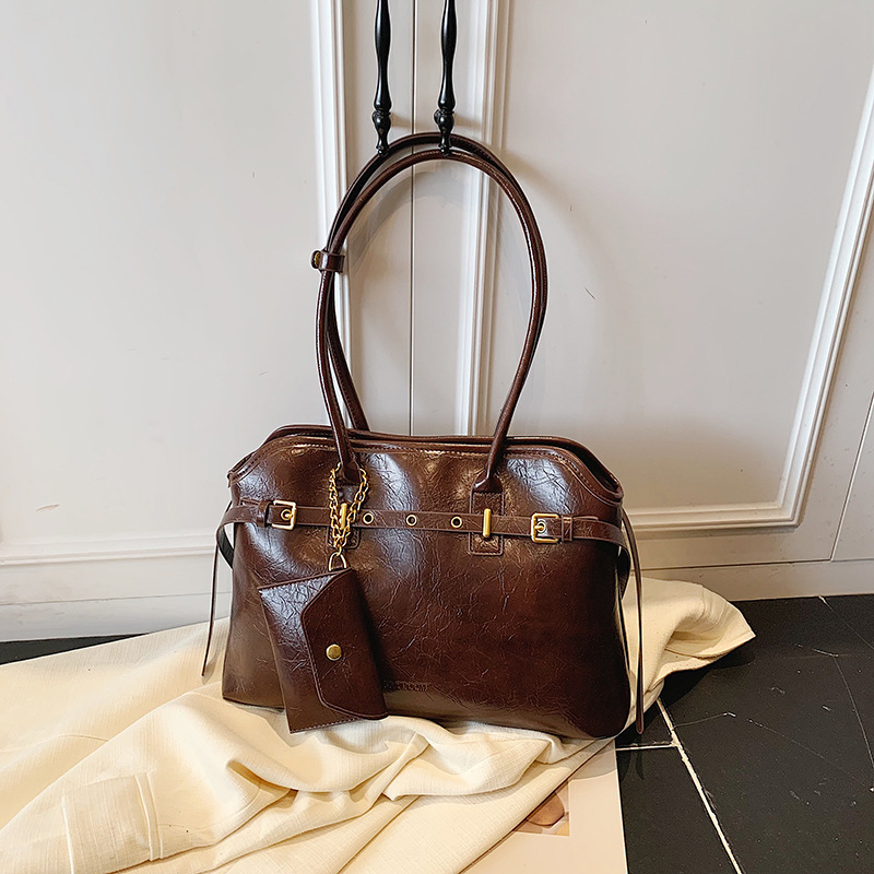 Free shipping designer bag Autumn and Winter Oil Wax Leather Handheld Briefcase for Women New Large Capacity Commuter Shoulder Bag Crossbody Tote Bag