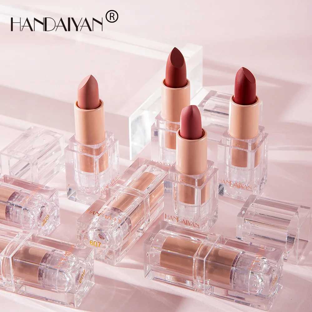 Handaiyan 2 Colors Matte Waterproof Velvet Nude Lipstick Sexy Red Brown Pigments Makeup Long Lasting Profissional W251027