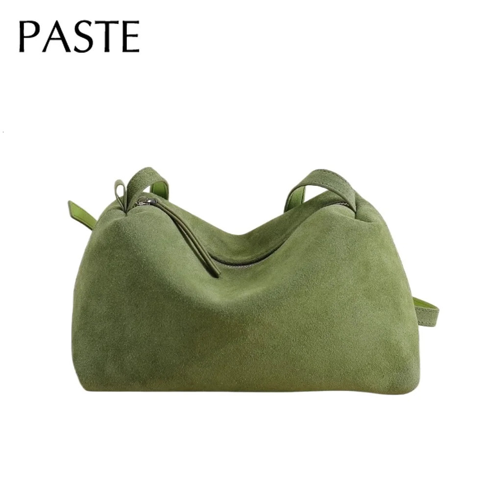 2026 Early Autumn Upgrate Thick Suede Cow Leather Long Strap Women Shoulder Crossbody Bag Matte Nubuck Female Handbag Green 251027