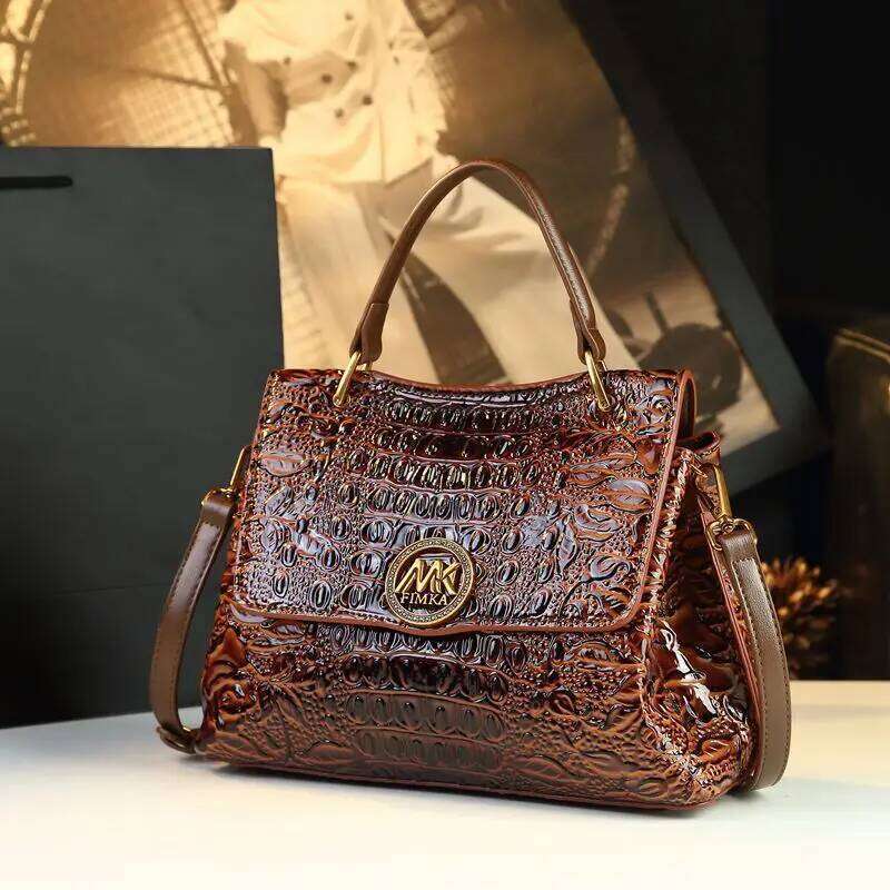 2025 New Trendy Retro Crocodile Pattern Middle Aged Mom's Bag, Women's Handbag, Single Shoulder Crossbody Bag