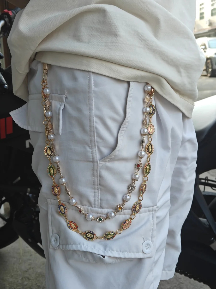 DIY Multicolored Pearl Pants Chain Multifunctional Fashion Accessories Hip Hop Rock Men And Women Ones Waist Decoration 251024