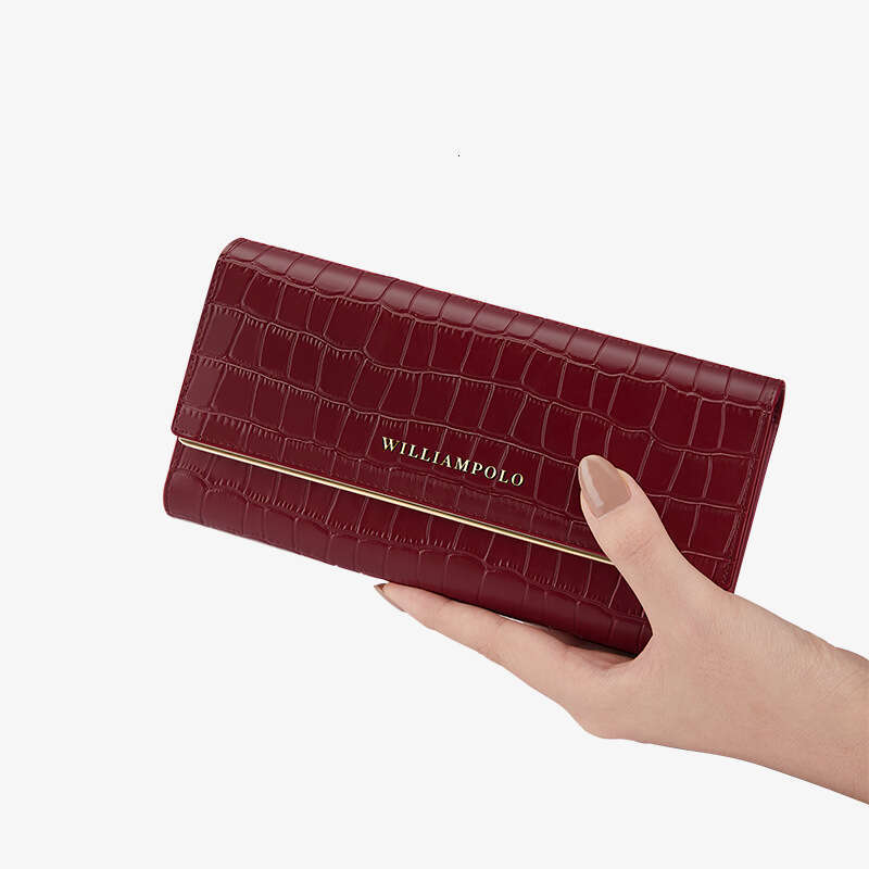 Women's Long Style Top Layer Cowhide Crocodile Pattern High-End Wallet Clutch for Women