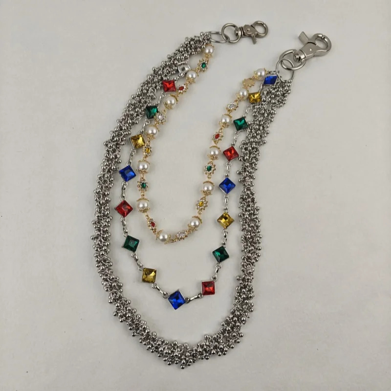 Model Pearl Pants Chain Three Layers Locomotive Chain Fashionable Men And Women Hip Hop Accessories Retro Keychain 251024