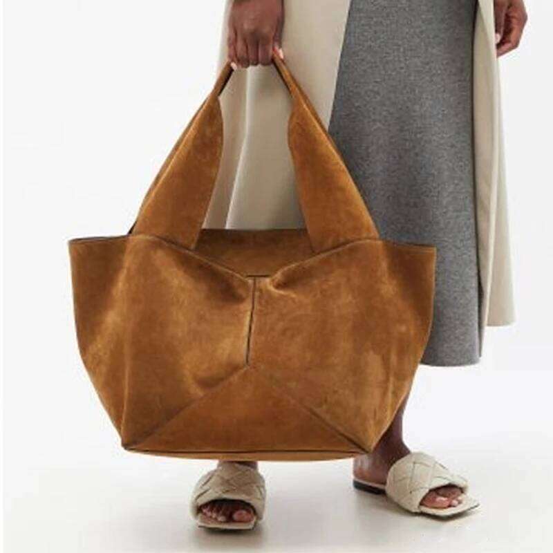 Brand Women's Shoulder High-End Suede Frosted Leather Versatile Tote Bag Large Capacity Fashionable Ing Handbag