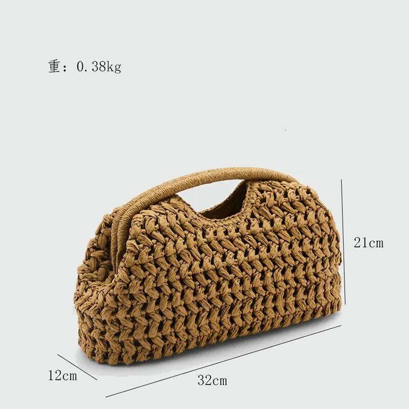 Elegant Ladies Chain Woven Handbag Straw Shoulder Fashionable Raffia Crossbody Beach Summer New Versatile Women's Bag